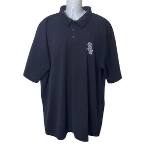 Chicago White Sox Polo Shirt Adult 3XLT Black White Majestic Breathable MLB Mens